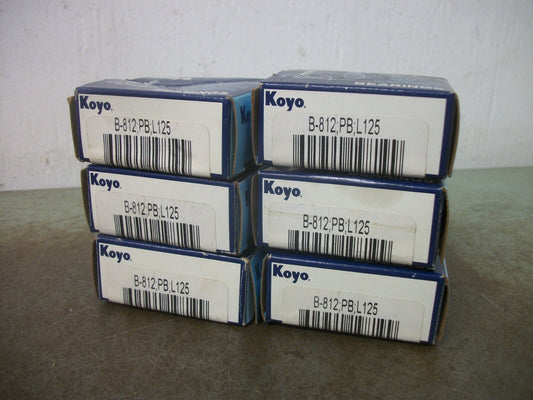 KOYO LOT OF 6 NEEDLE ROLLER BEARINGS B-812 PB L125 NIB