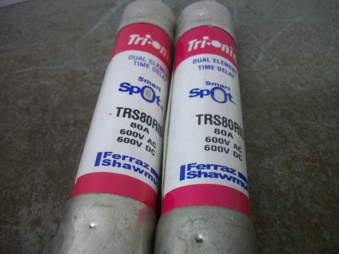 FERRAZ-SHAWMUT LOT OF 2 TRI-ONIC SMART SPOT FUSES TRS80RID 80AMP 600VOLT