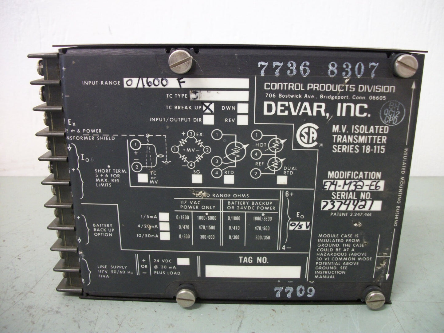 DEVAR M.V. ISOLATED TRANSMITTER SERIES 18-115