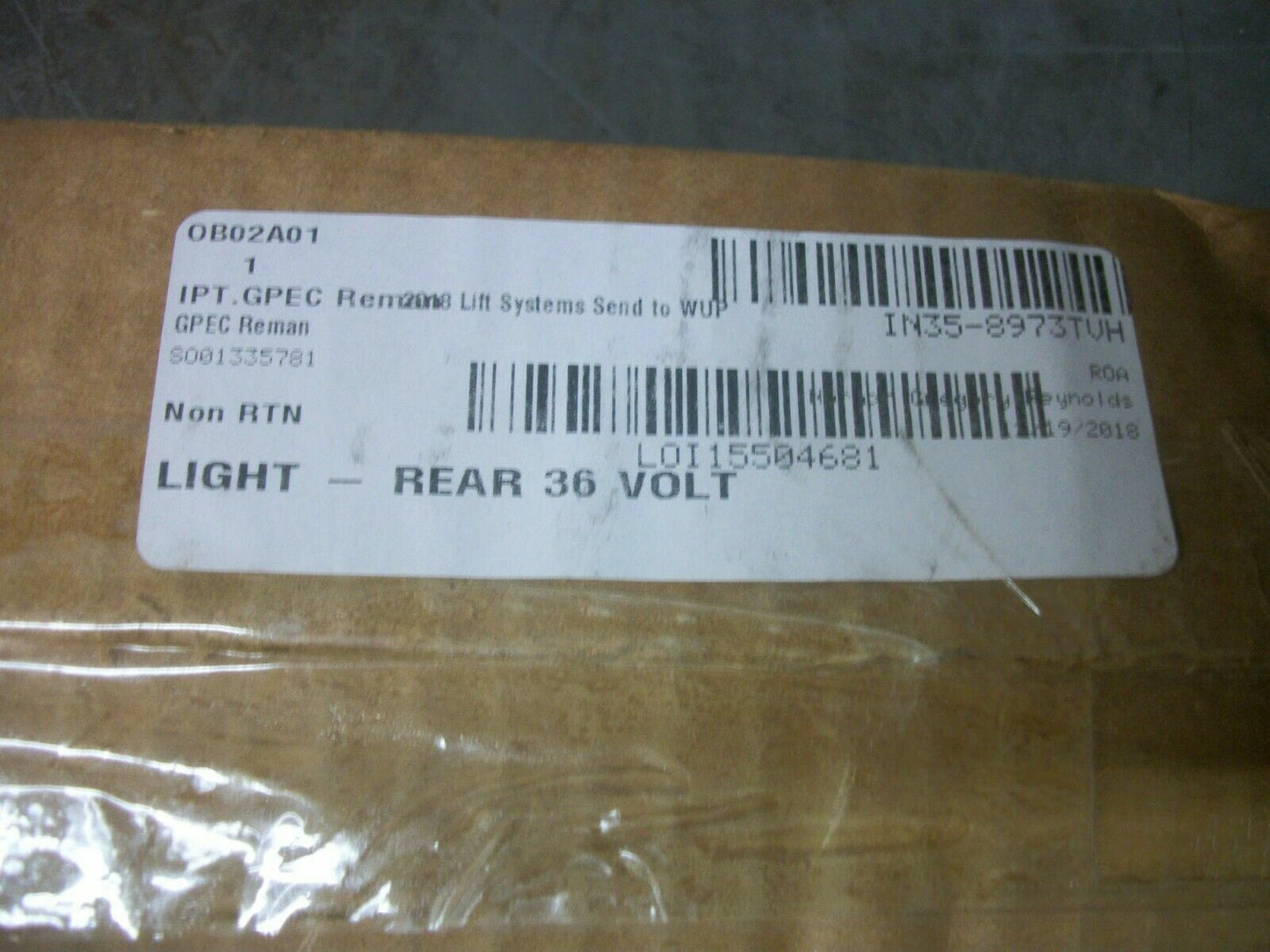 PREMIER FORK LIFT REAR LIGHT IN35-8973 36VOLT NIB