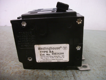 WESTINGHOUSE BA CIRCUIT BREAKER BAB3020H 20AMP 240VOLT 3POLE