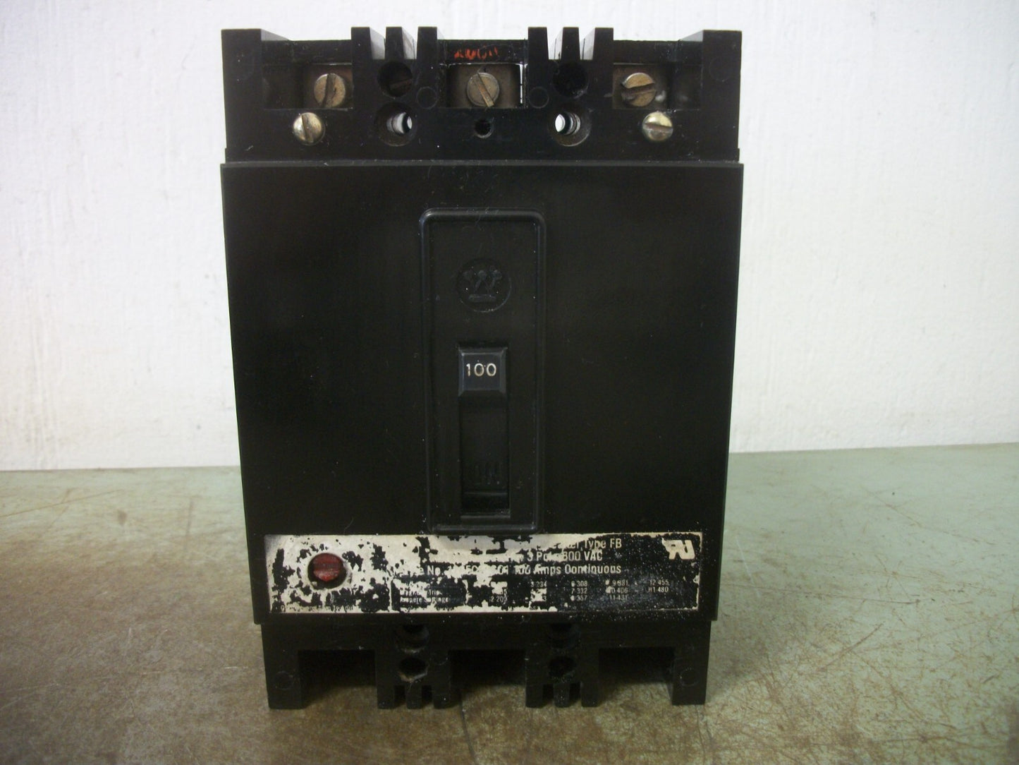 WESTINGHOUSE FB CIRCUIT BREAKER FB3100 100AMP 600VOLT 3POLE