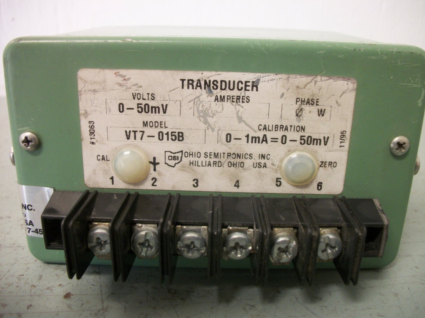 OHIO SEMITRONICS TRANSDUCER VT7-015B 0-50mV 0-1mA