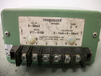 OHIO SEMITRONICS TRANSDUCER VT7-015B 0-50mV 0-1mA