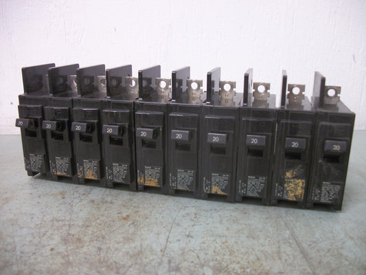 SIEMENS LOT OF 10 BQ CIRCUIT BREAKERS BQ1B020 20AMP 240VOLT 1POLE