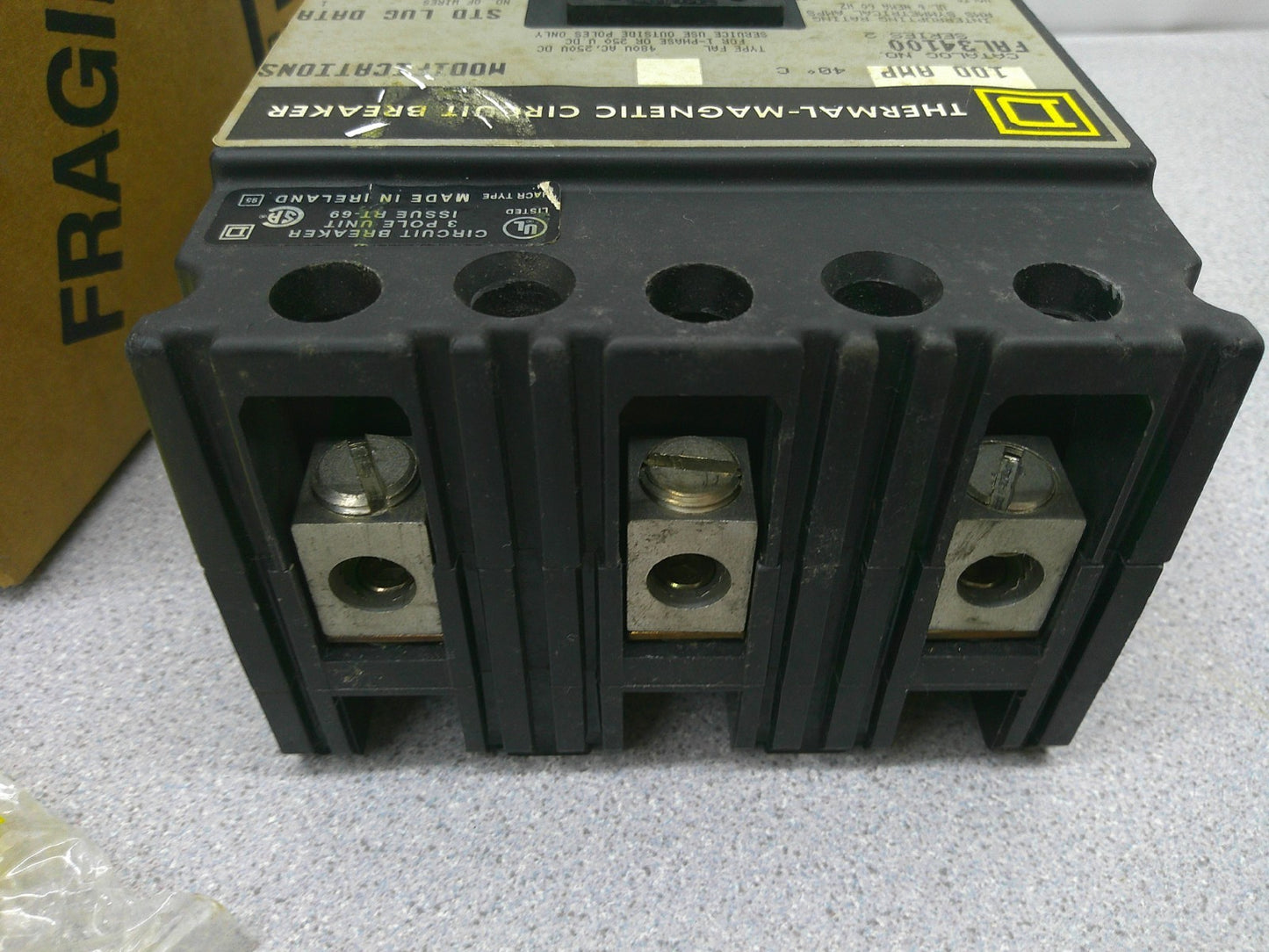 SQUARE D FAL CIRCUIT BREAKER FAL34100 100AMP 480VOLT 3POLE GRAY NIB