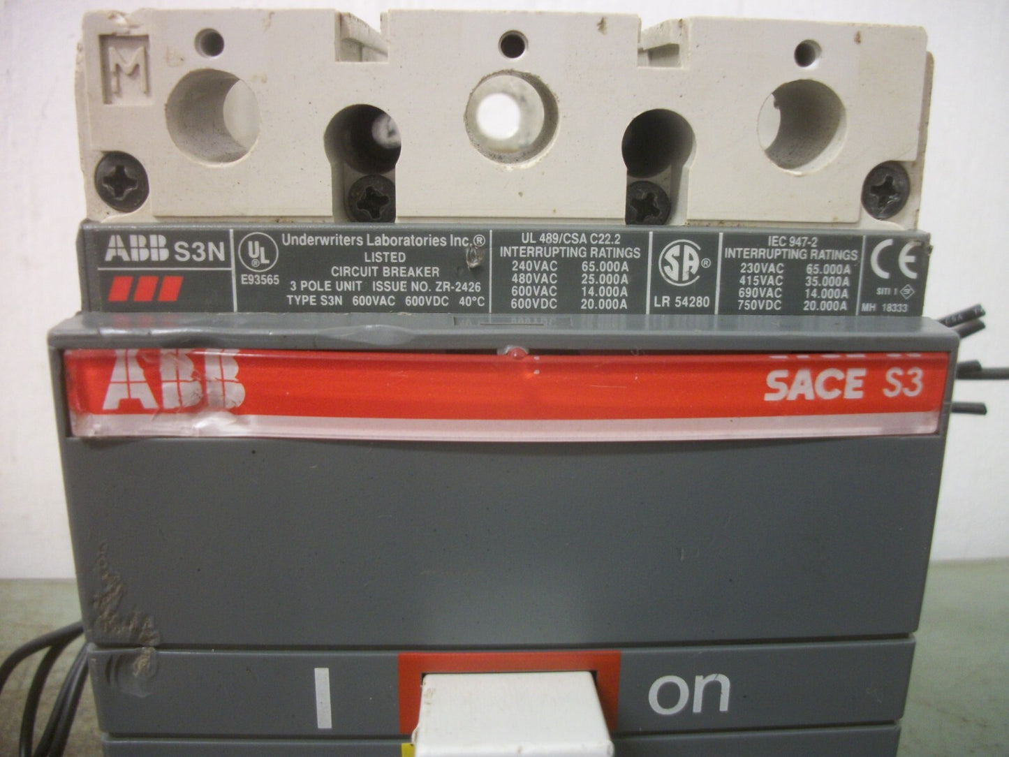 ABB SACE S3 S3N CIRCUIT BREAKER 100AMP 600VOLT 3POLE SHUNT AUX