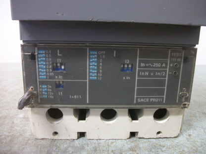 ABB SACE S4 S4H CIRCUIT BREAKER 122160023-002 250AMP 600VOLT 3POLE W/SHUNT+AUX