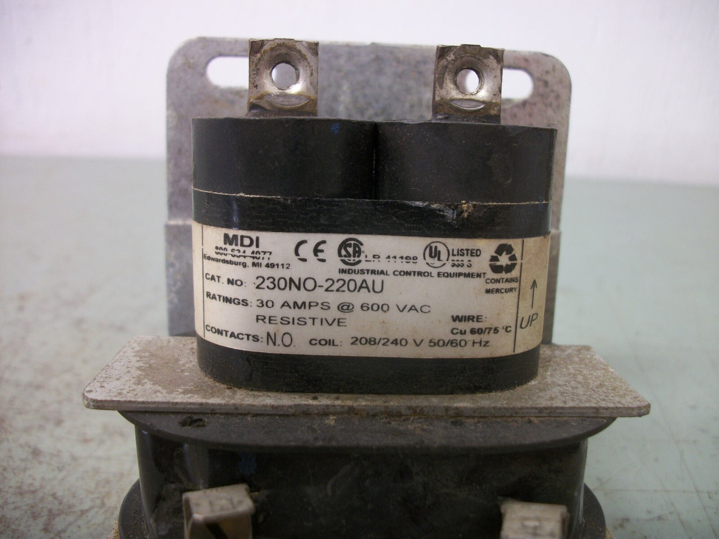 MDI RELAY 230NO-220AU 208/240VCOIL 30AMP 600VOLT