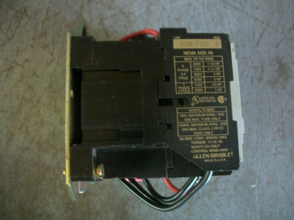 ALLEN-BRADLEY SIZE 00 MOTOR STARTER 509-TOD 9AMP 120VCOIL 3PH 600V 2HP