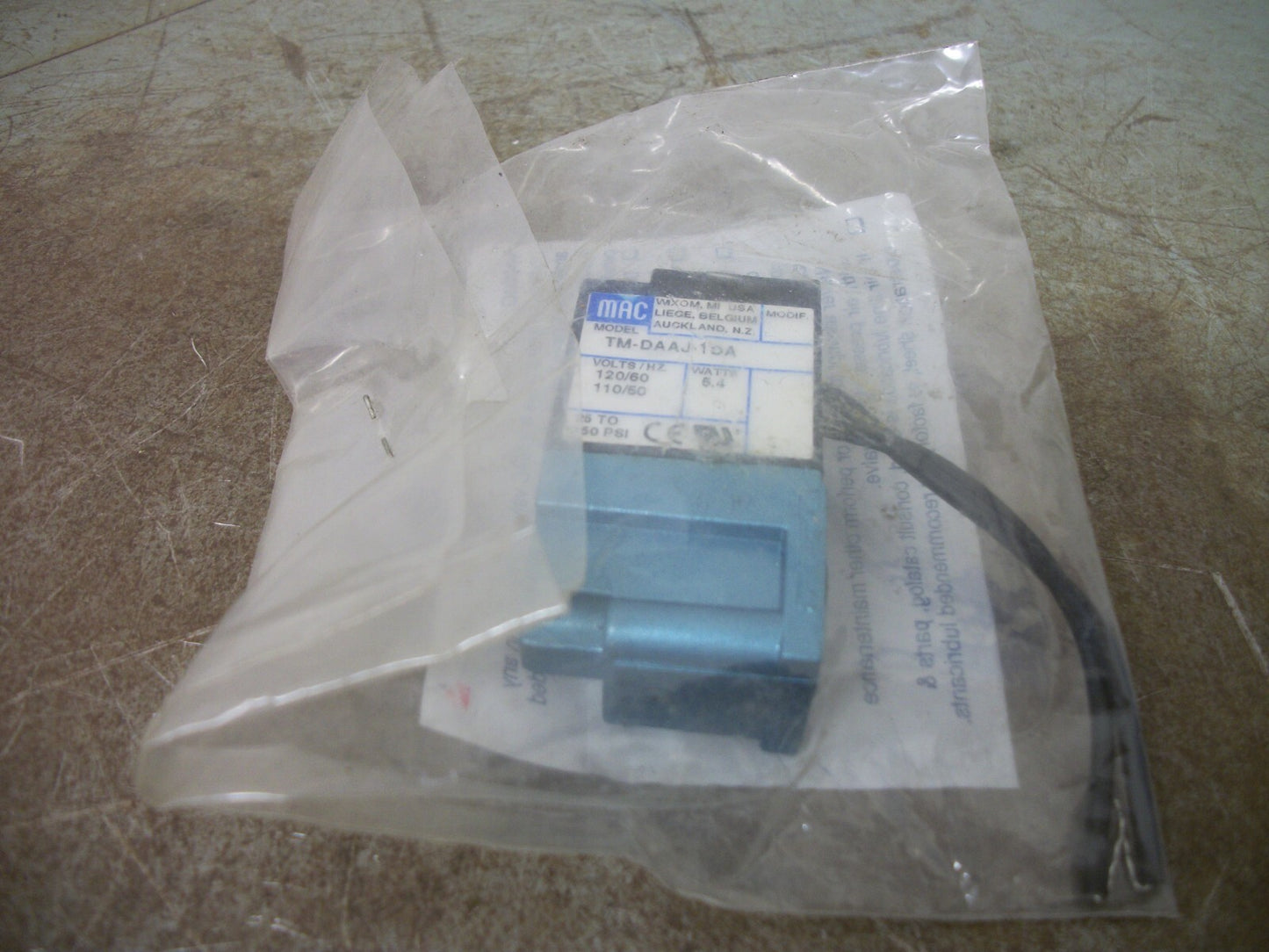 MAC SOLENOID VALVE TM-DAAJ-1DA 120VCOIL 5.4WATT 25-150PSI NEW
