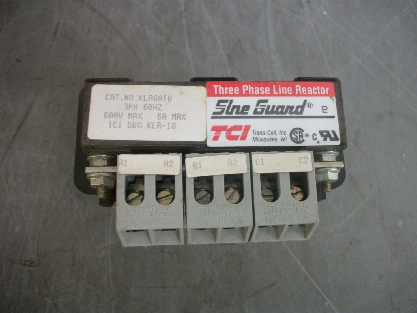 TCI SINE GUARD 3PH LINE REACTOR KLA6ATB 600VOLT 6AMP