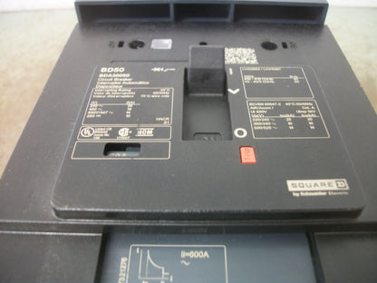 SQUARE D POWERPACT I-LINE BD CIRCUIT BREAKER BDA36050 50AMP 600VOLT 3POLE