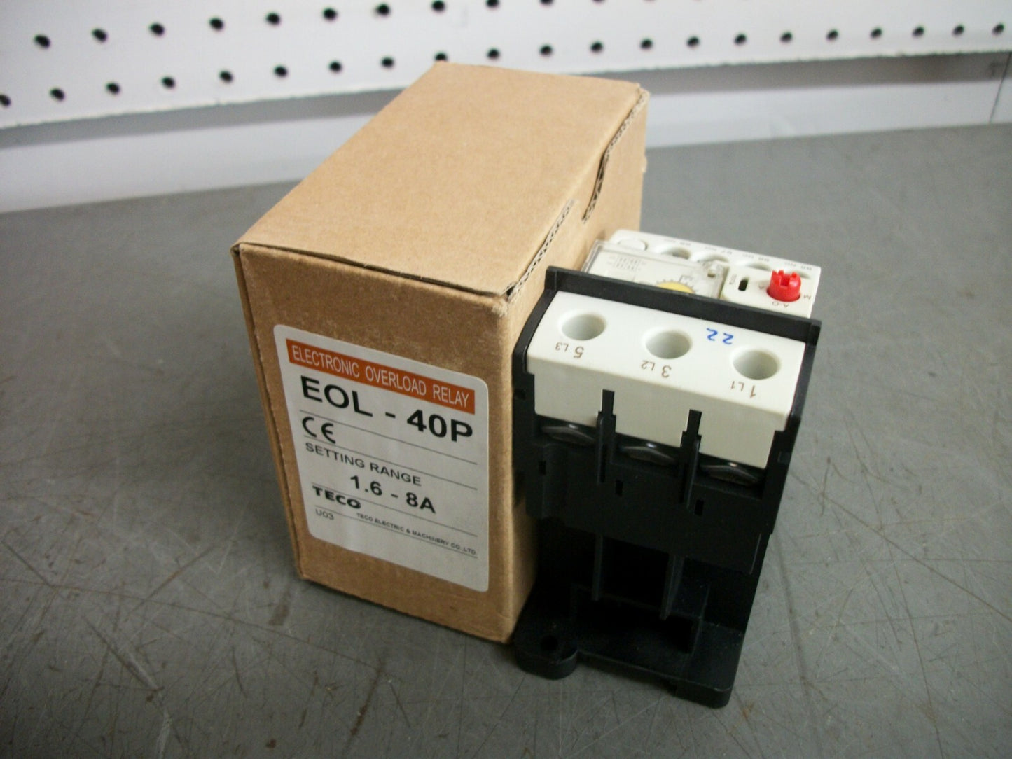 TECO ELECTRONIC OVERLOAD RELAY EOL-40P 1.6-8AMP NIB