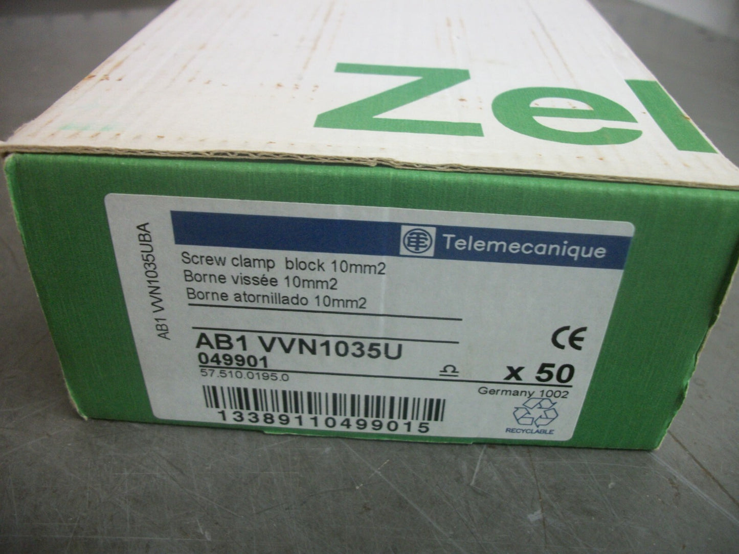TELEMECANIQUE BOX OF 50 10mm2 SCREW CLAMP BLOCKS AB1VVN1035U NIB