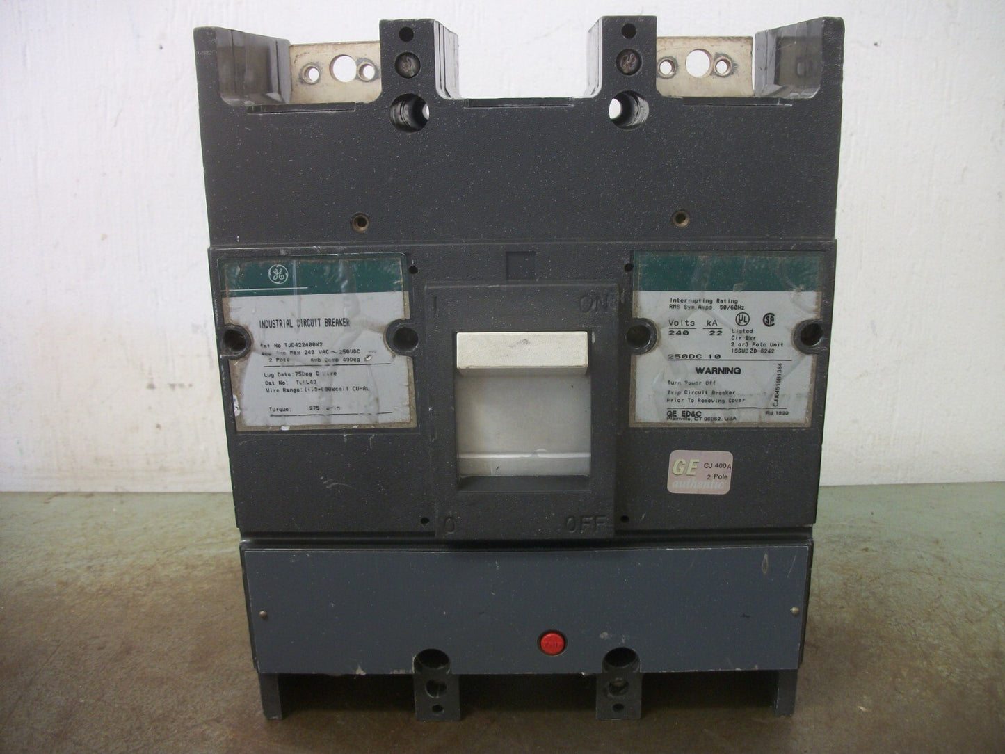 GE TJD CIRCUIT BREAKER TJD422400X2 400AMP 240VOLT 2POLE GREEN