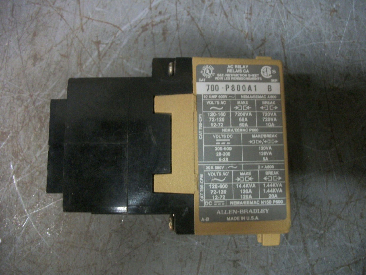 ALLEN-BRADLEY 4N.O. AC CONTROL RELAY 700-P800A1 120VCOIL