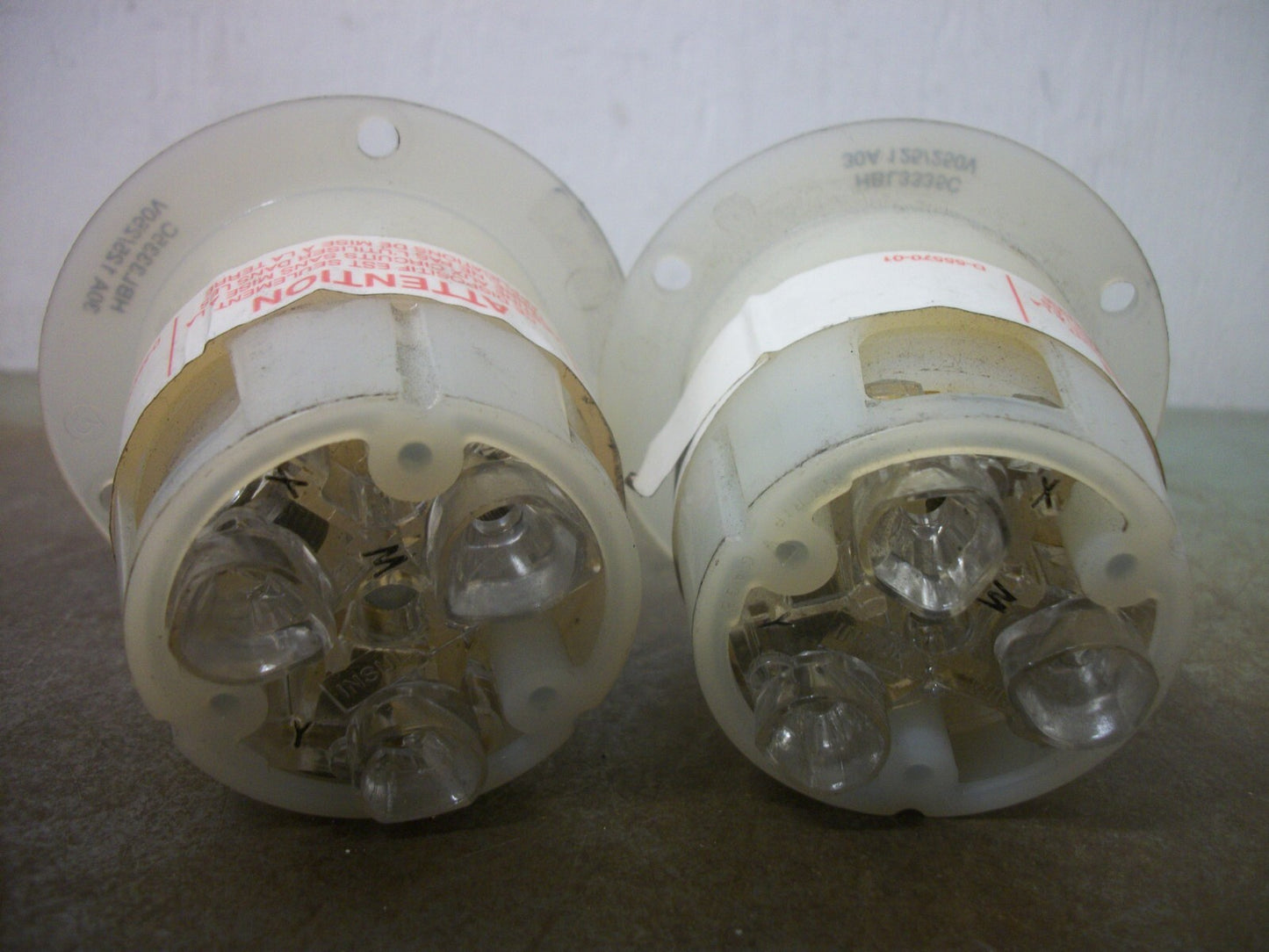 HUBBELL LOT OF 2 FLANGED TWIST-LOCK RECEPTACLES HBL3335C 30A 125/250V 3P 3W