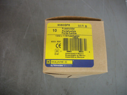 SQUARE D BOX OF 10 13/32 X 1-1/2 FUSEHOLDERS 9080GF6 30AMP 600VOLT NIB