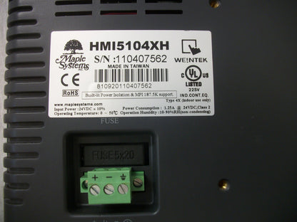 MAPLE SYSTEMS 10.4" GRAPHIC HMI 800 X 600 TFT TOUCHSCREEN DISPLAY HMI5104XH