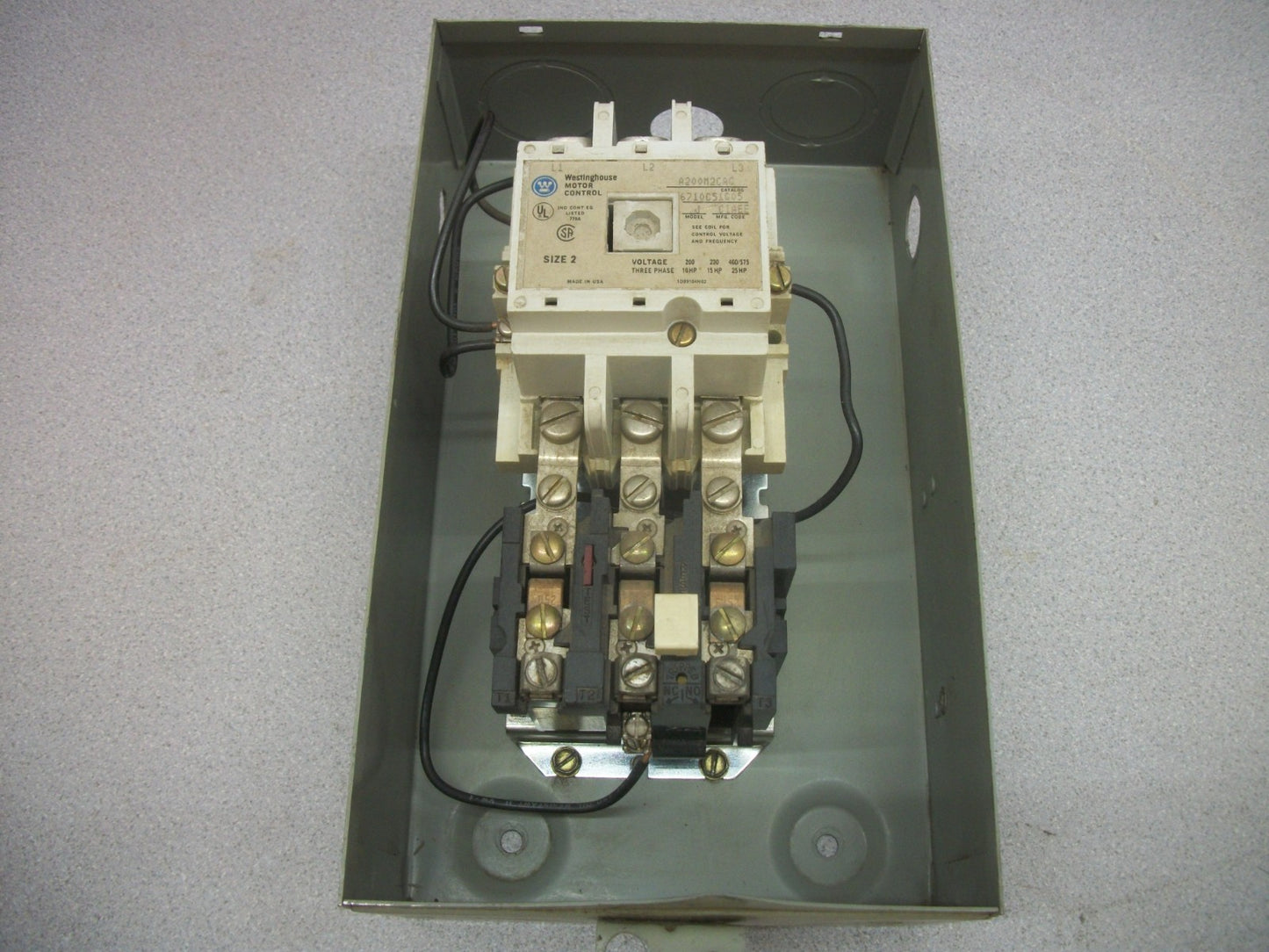 WESTINGHOUSE ENCL SIZE 2 MOTOR STARTER A200M2CAC 240VCOIL 3PH 600V 25HP