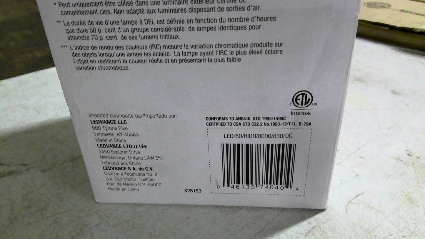 SYLVANIA ULTRA LED NON-DIMMABLE 80W LED BULB LED/80/HIDR/8000/830/0G NIB