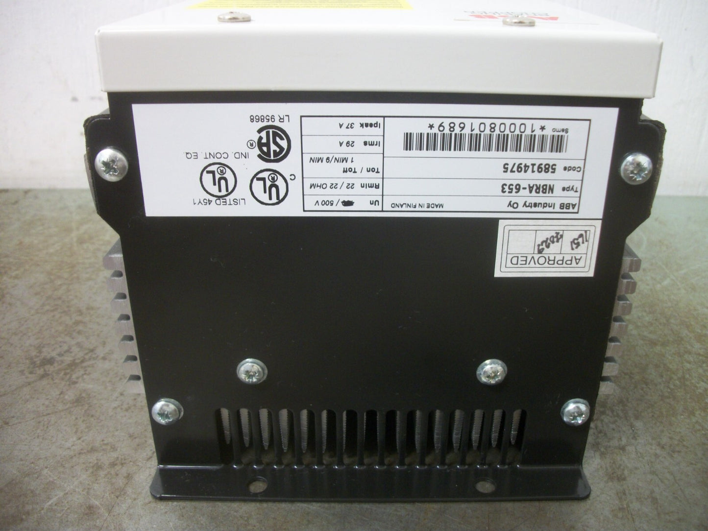 ABB DYNAMIC BRAKE CHOPPER R2/R3 NBRA-653 500VOLT 22 RMIN 22OHM 29AMP NIB