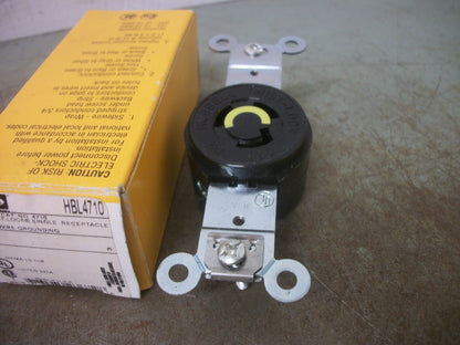 HUBBELL TWIST-LOCK SINGLE RECEPTACLE HBL4710 15AMP 125VOLT 2P 3W GRND NIB