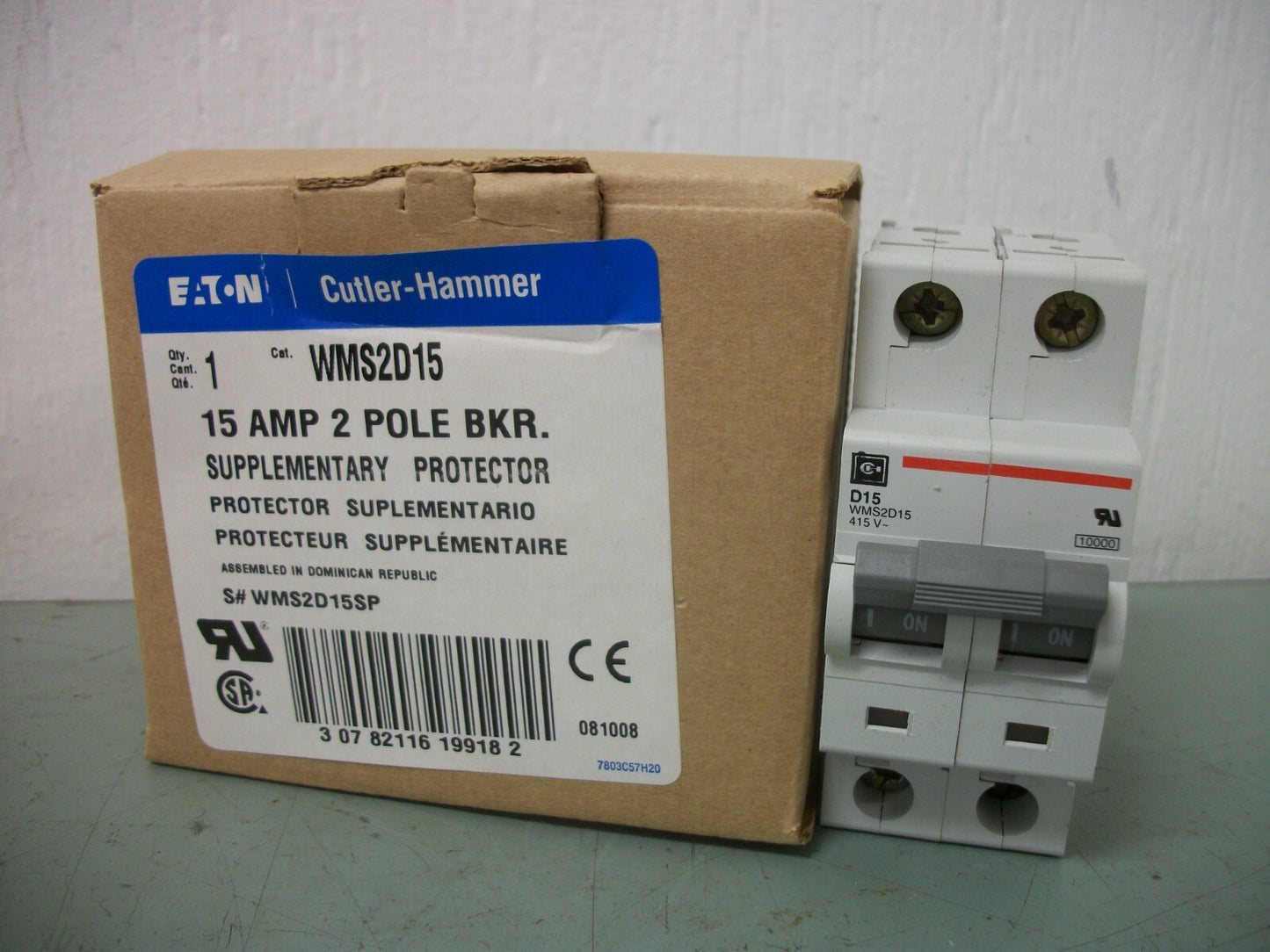 CUTLER-HAMMER SUPPLEMENTARY CIRCUIT BREAKER WMS2D15 15AMP 415VOLT 2POLE NIB