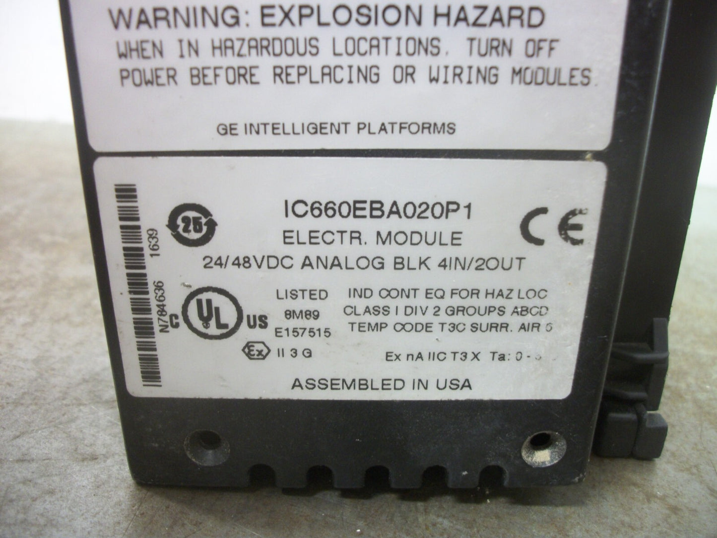 GE FANUC 24/48VDC ANALOG BLK 4IN/2OUT PLC I/O MODULE IC660EBA020P1