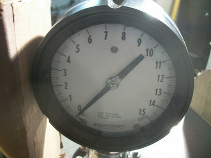 ASHCROFT TYPE 1279 SS DURAGAUGE SOLID FRONT PRESSURE GAUGE 1JA23820-015 0-15PSI