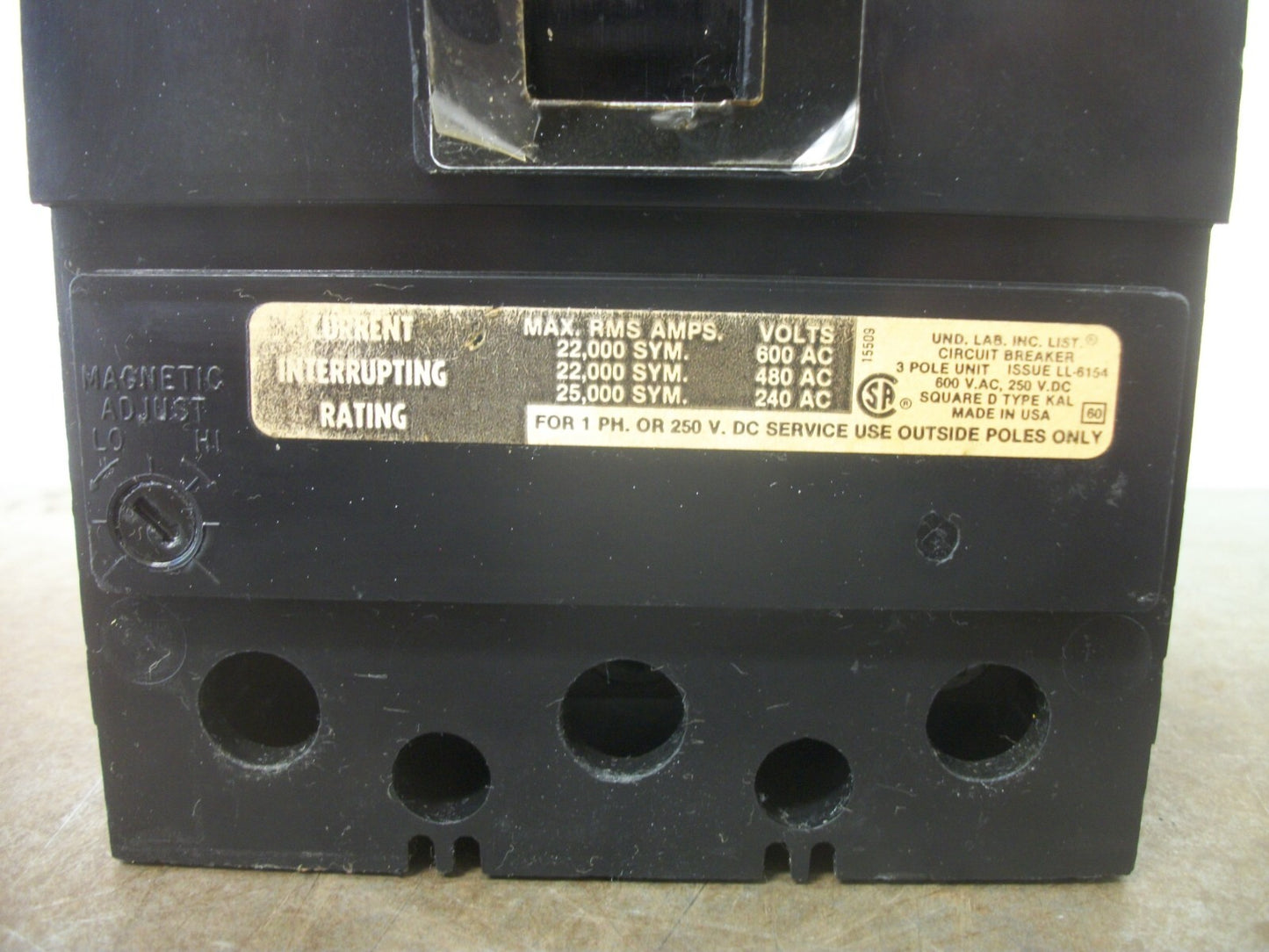 SQUARE D KAL CIRCUIT BREAKER KAL36150 150AMP 600VOLT 3POLE BLACK