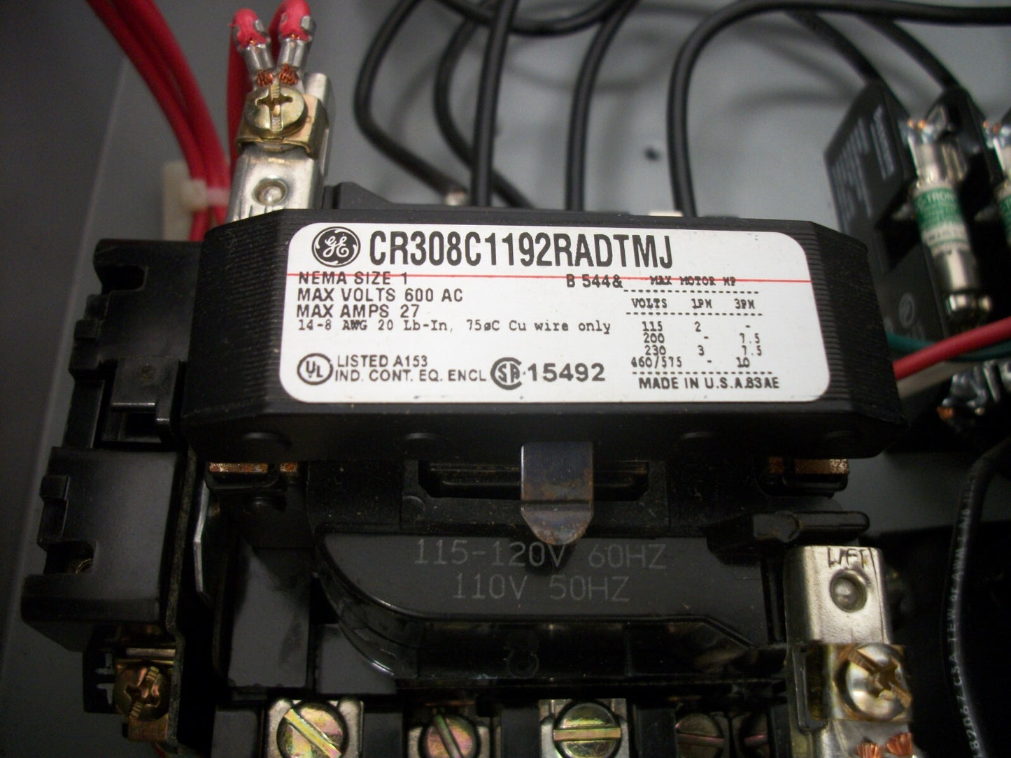 GE STARTER COMBO SIZE 1 CR308C1192RADTMJ 120VCOIL 30AMP FUSIBLE NOB