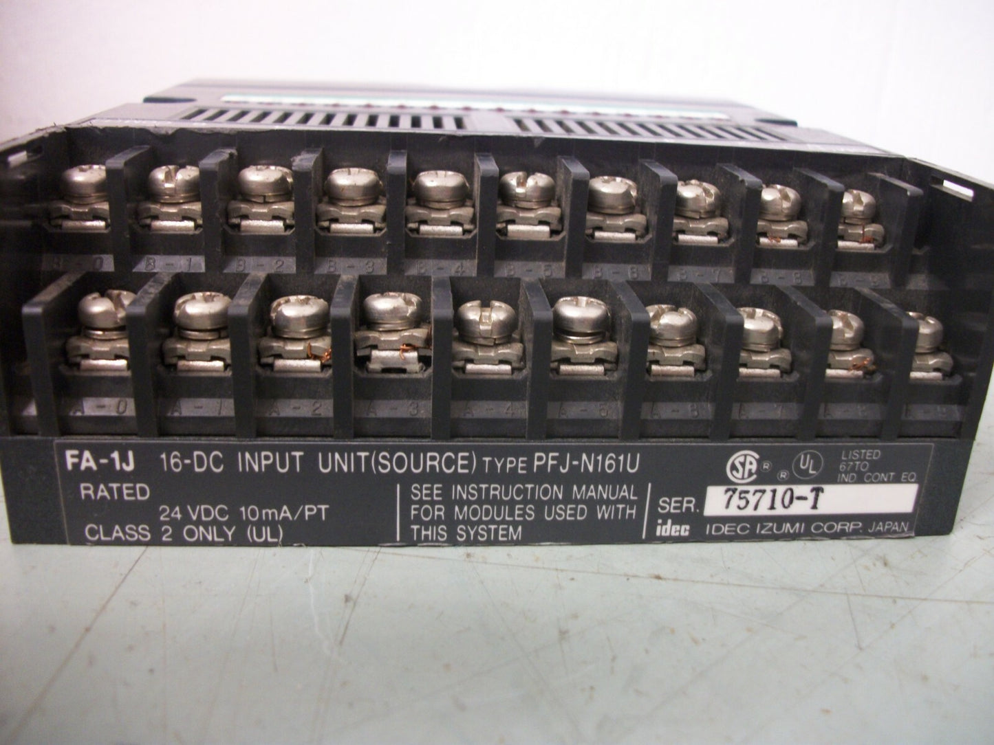 IDEC FA-1J 16-DC INPUT UNIT PFJ-N161U