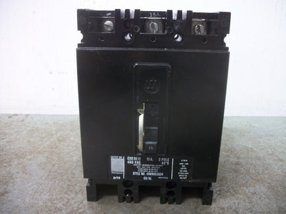 WESTINGHOUSE EHB CIRCUIT BREAKER EHB3015 15AMP 480VOLT 3POLE