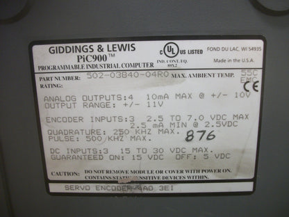 GIDDINGS & LEWIS PIC900 SERVO ENCODER MODULE 502-03840-04R0