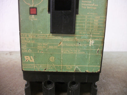 SIEMENS ED6-ETI MOTOR CIRCUIT BREAKER ED63A100 100AMP 600VOLT 3POLE
