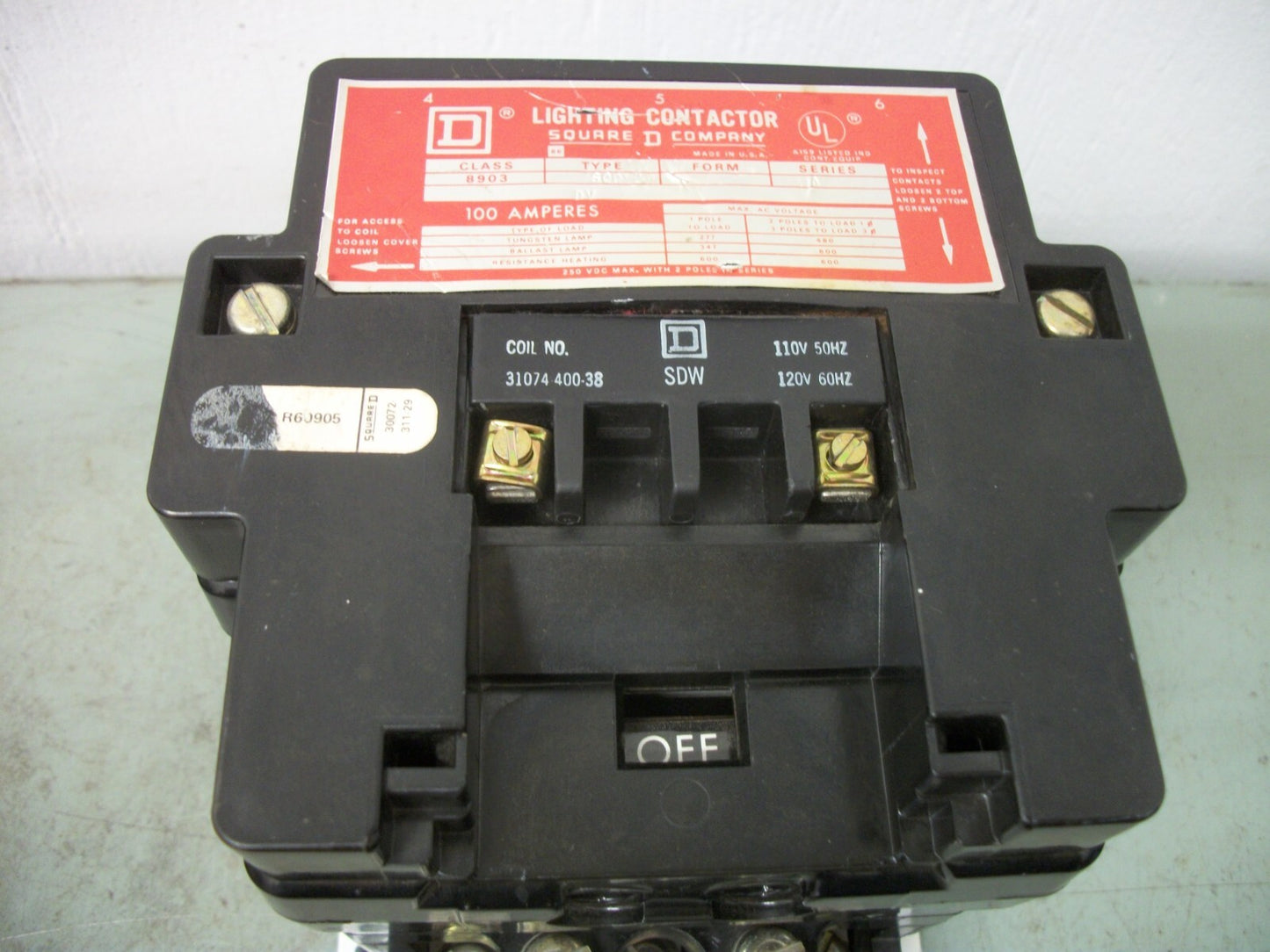 SQUARE D 100AMP 3POLE LIGHTING CONTACTOR 8903SQO2 120VCOIL