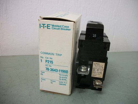 SIEMENS PUSHMATIC CIRCUIT BREAKER P215 15AMP 240VOLT 2POLE NIB