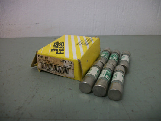 BUSSMANN BOX OF 6 FUSETRON FUSES FNM15 15AMP 250VOLT NIB