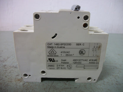 ALLEN-BRADLEY 1492-SP MINI CIRCUIT BREAKER 1492-SP2C030 3AMP 480VOLT 2POLE