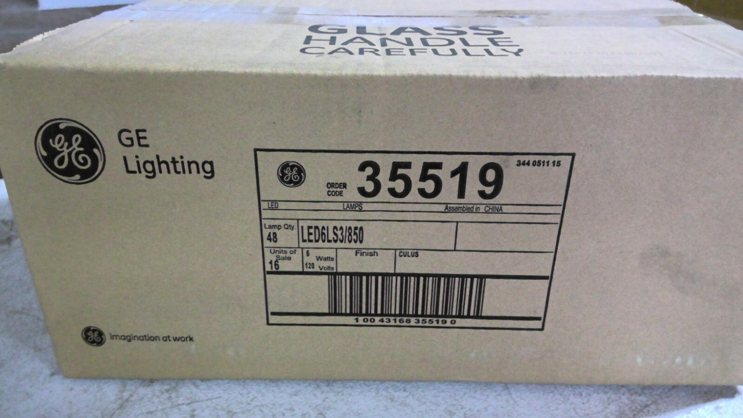 GE 35519 BOX OF 48 LED BULBS LED6LS3/850 120VOLT 6W NIB