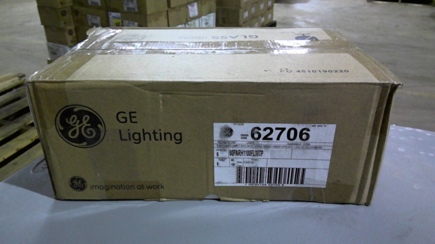 GE 62706 BOX OF 6 INCANDESCENT FLOODLIGHTS 80PARH1100FL30TP 80W 120V NIB