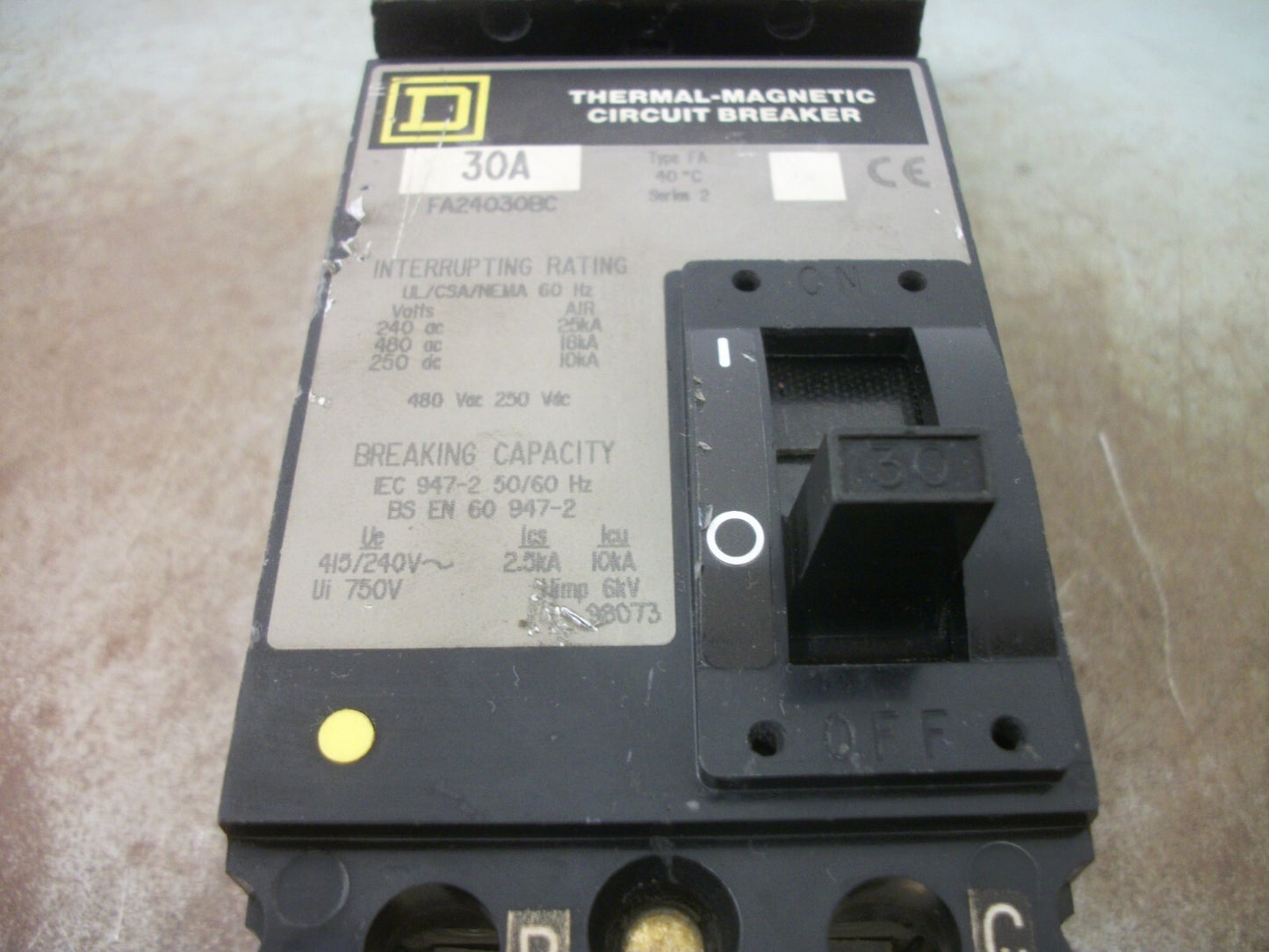 SQUARE D I-LINE FA CIRCUIT BREAKER FA24030BC 30AMP 480VOLT 2POLE GRAY NOB