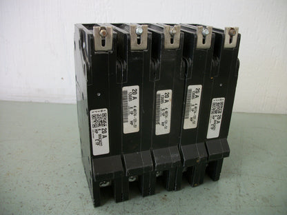 SQUARE D LOT OF 5 EDB CIRCUIT BREAKERS EDB14020 20AMP 277VOLT 1POLE