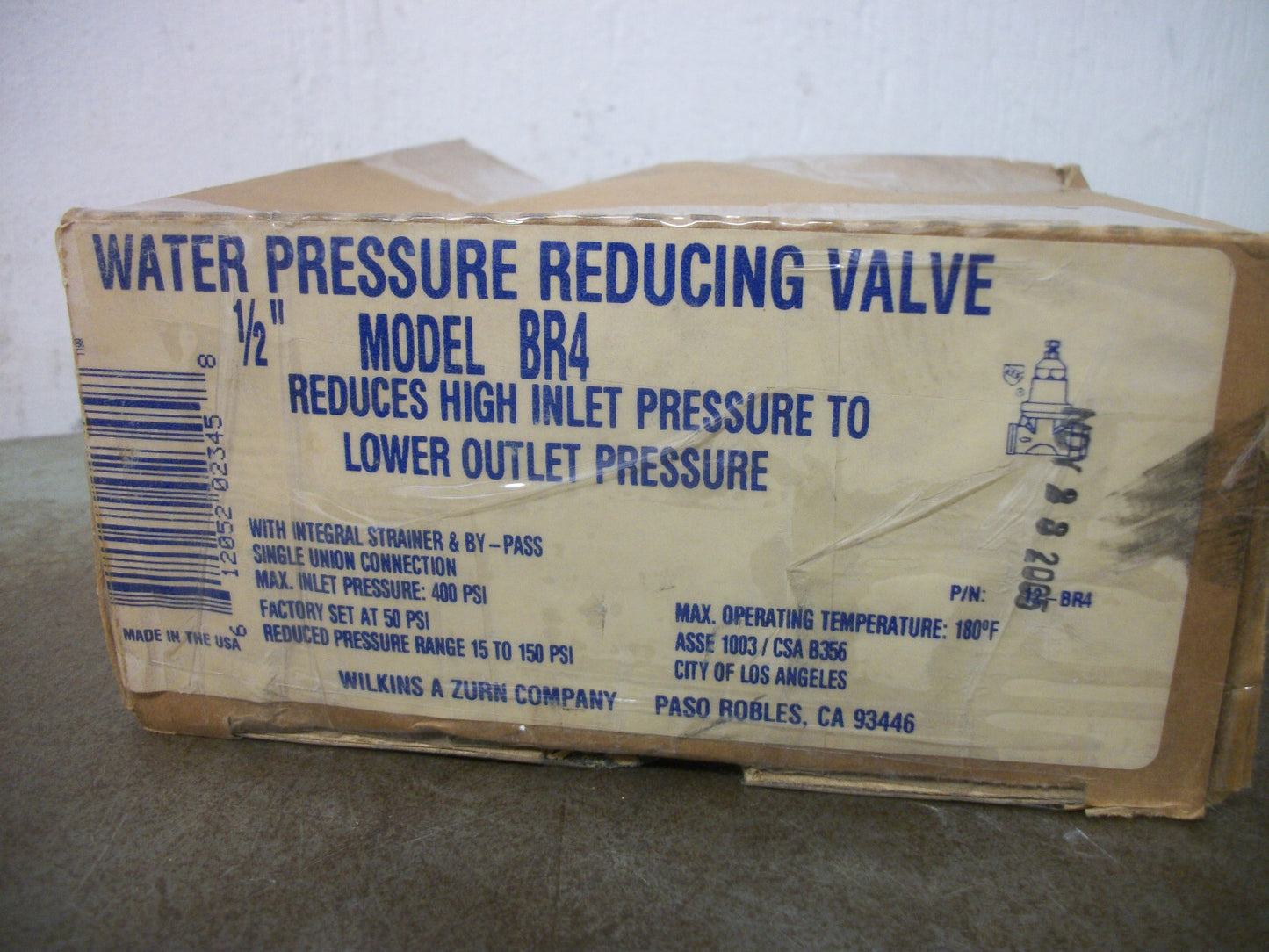 WILKINS ZURN BR4 1/2" WATER PRESSURE REDUCING VALVE 12-BR4 15-150PSI NIB