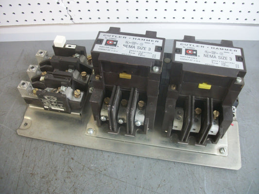 CUTLER-HAMMER SIZE 3 REV MOTOR STARTER C10EN3 90AMP 480VCOIL 3PH 600V 50HP