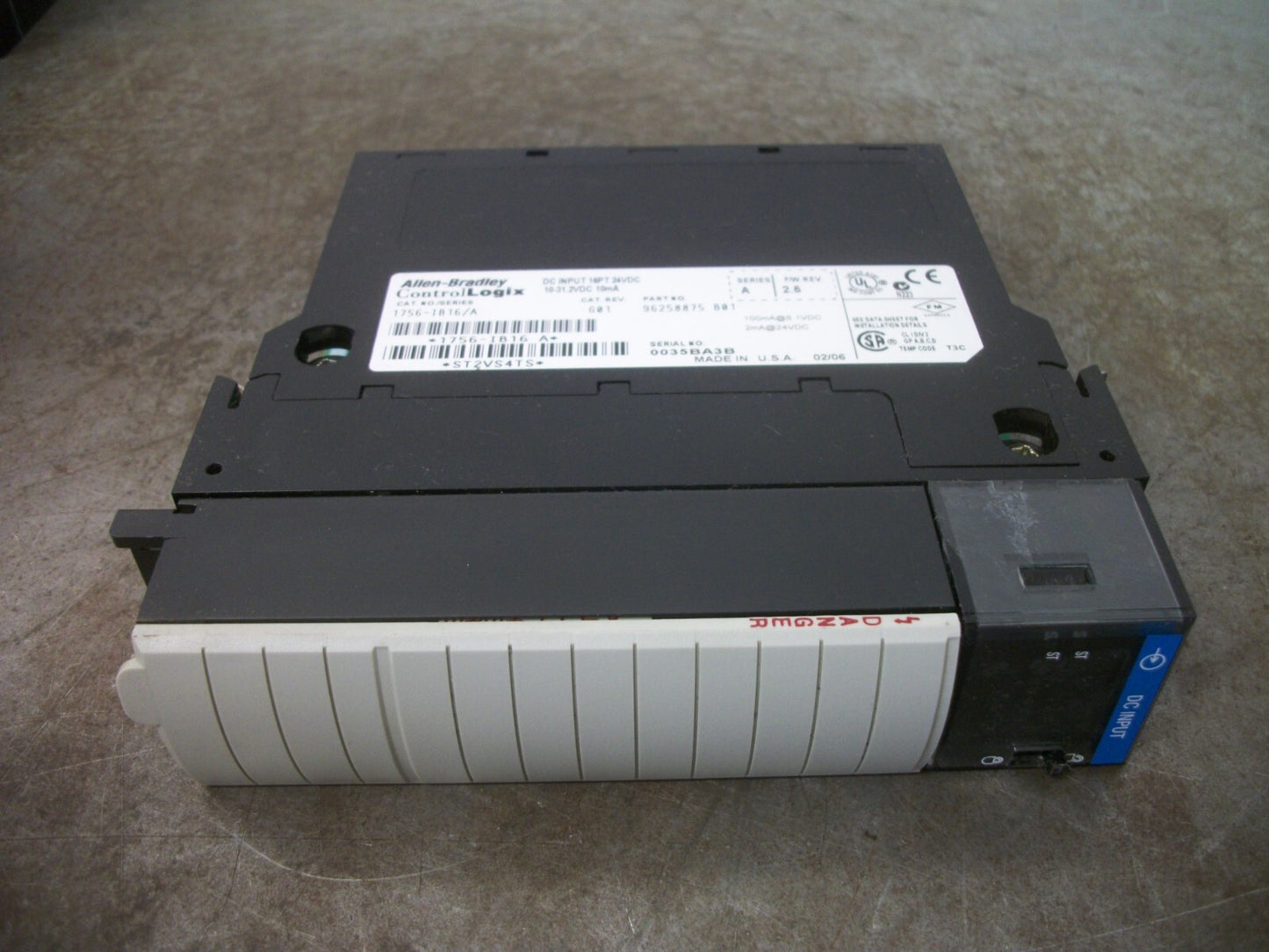 ALLEN-BRADLEY CONTROL LOGIX DC INPUT 16PT 24VDC MODULE 1756-IB16/A