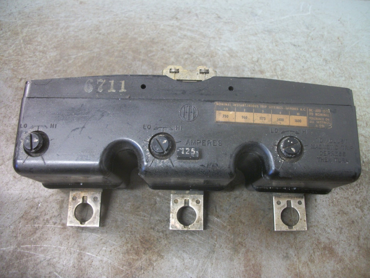 SIEMENS ITE CIRCUIT BREAKER TRIP UNIT JL3T125 125AMP 600VOLT 3POLE