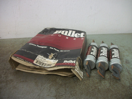 EDISON BOX OF 3 BULLET FUSES ECNR100 100AMP 250VOLT NIB